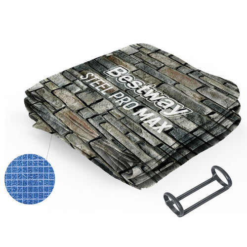 Steel Pro Max 14' x 33" Round Above Ground Pool Liner Replacement, Stacked Stone