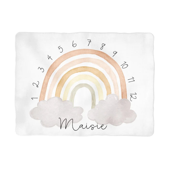 Sugar + Maple | Backdrop Blanket | Neutral Rainbow Milestone