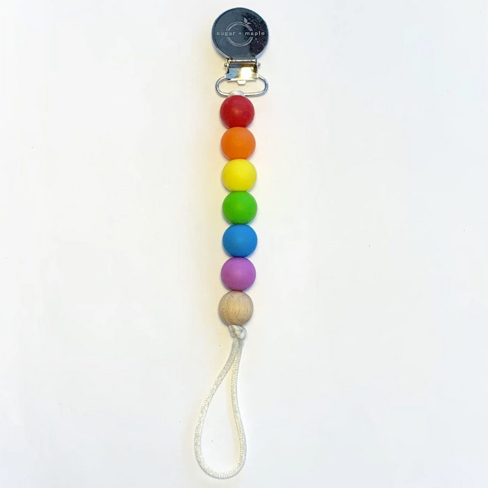 Sugar + Maple | Paci Clip | Rainbow Primary