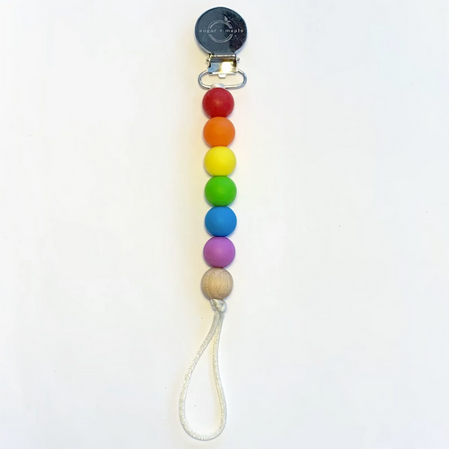 Sugar + Maple | Paci Clip | Rainbow Primary