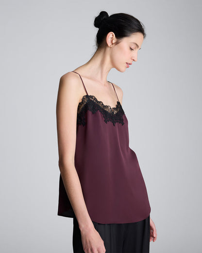 Top de tiras liso con satín para mujer