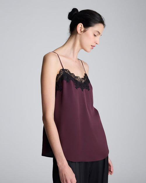 Top de tiras liso con satín para mujer