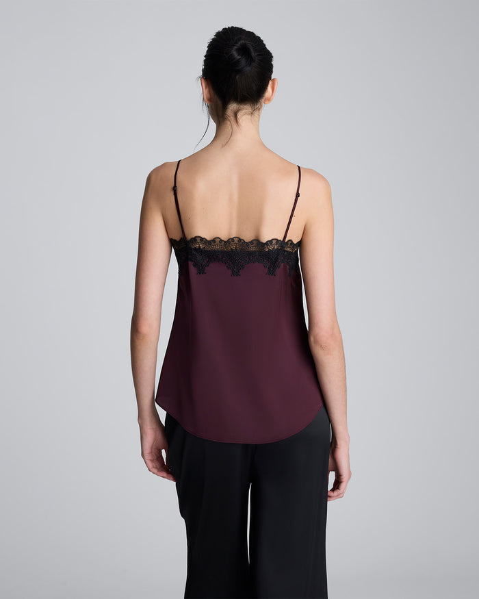 Top de tiras liso con satín para mujer