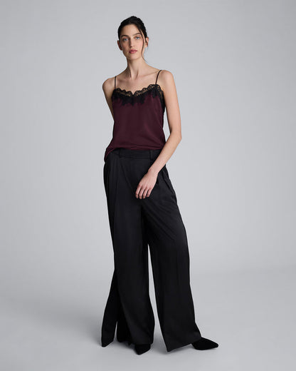 Top de tiras liso con satín para mujer
