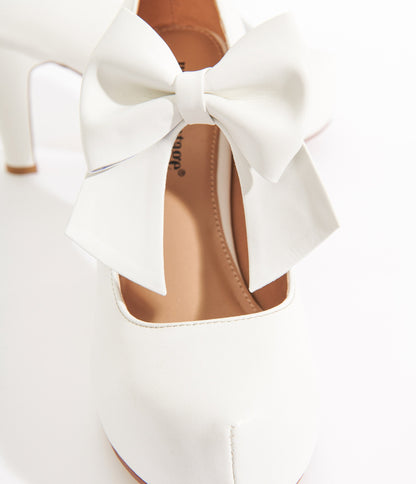 Unique Vintage 1920s White Bow Mary Jane Heels