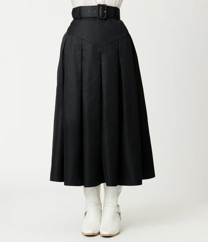 Unique Vintage Black Midi Skirt