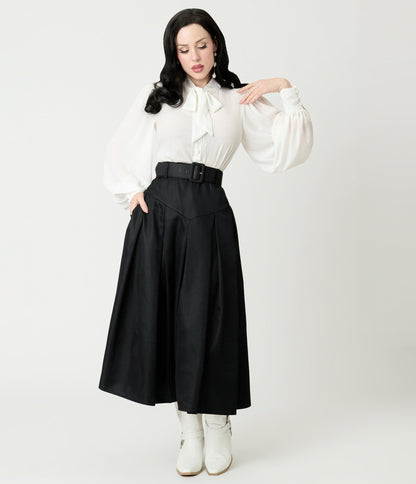 Unique Vintage Black Midi Skirt