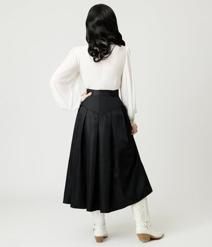 Unique Vintage Black Midi Skirt