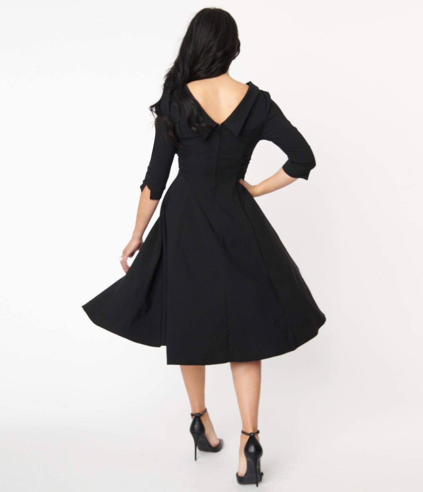 Unique Vintage Black Nicola Swing Dress