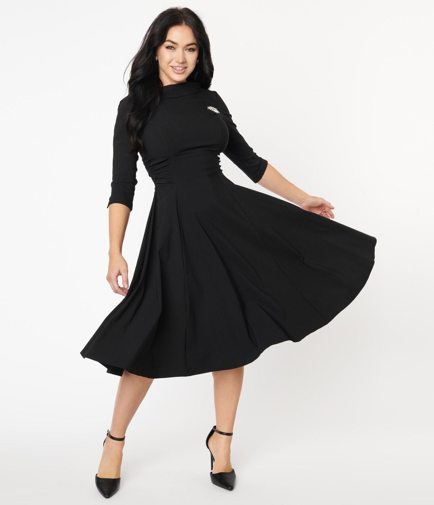 Unique Vintage Black Nicola Swing Dress