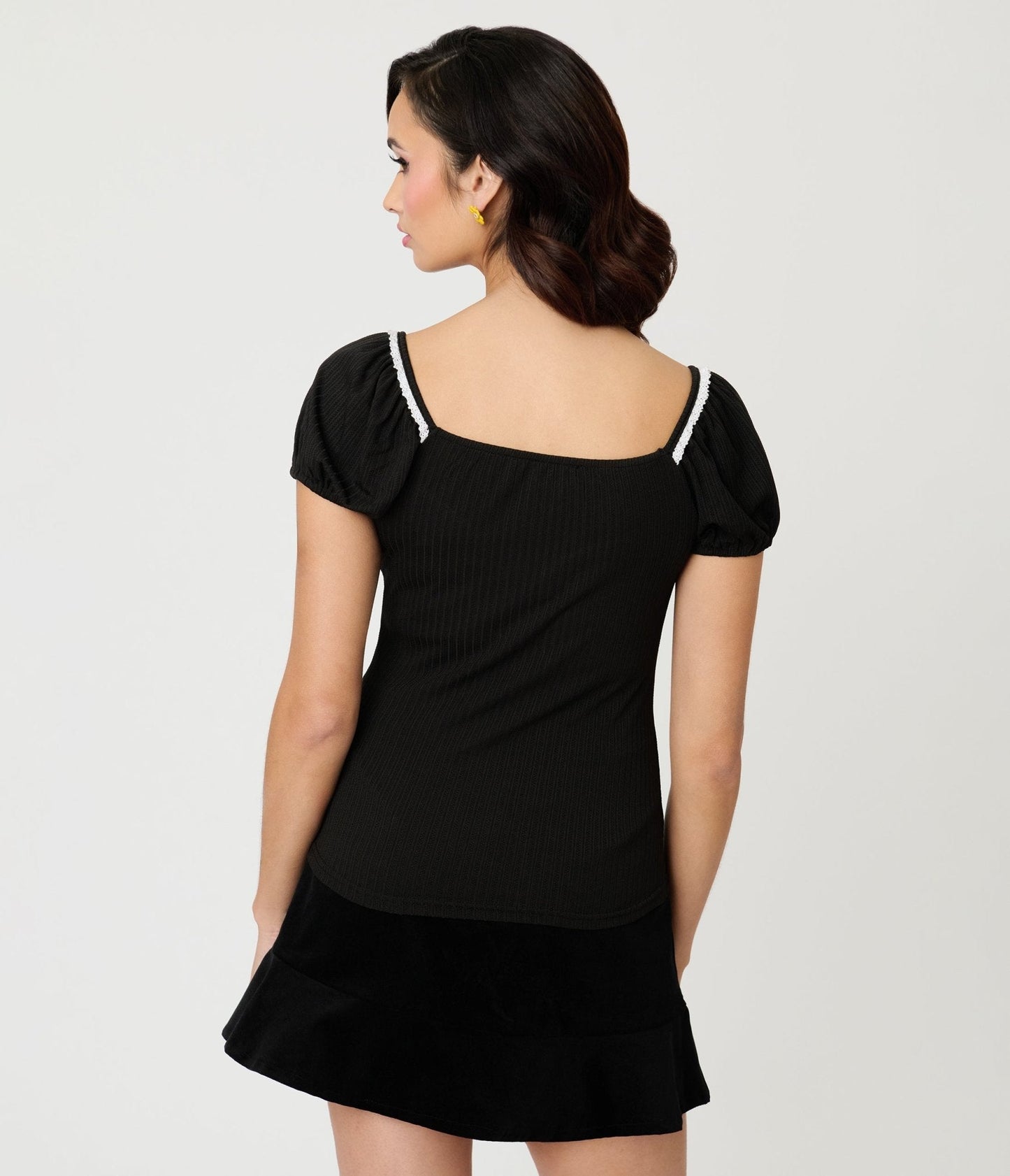 Unique Vintage Black Sweetheart Knit Top