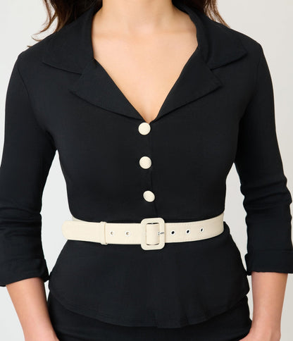 Unique Vintage Black & White Peplum Cooper Suit Dress