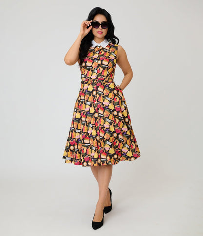 Unique Vintage Charcuterie Print Darlene Swing Dress