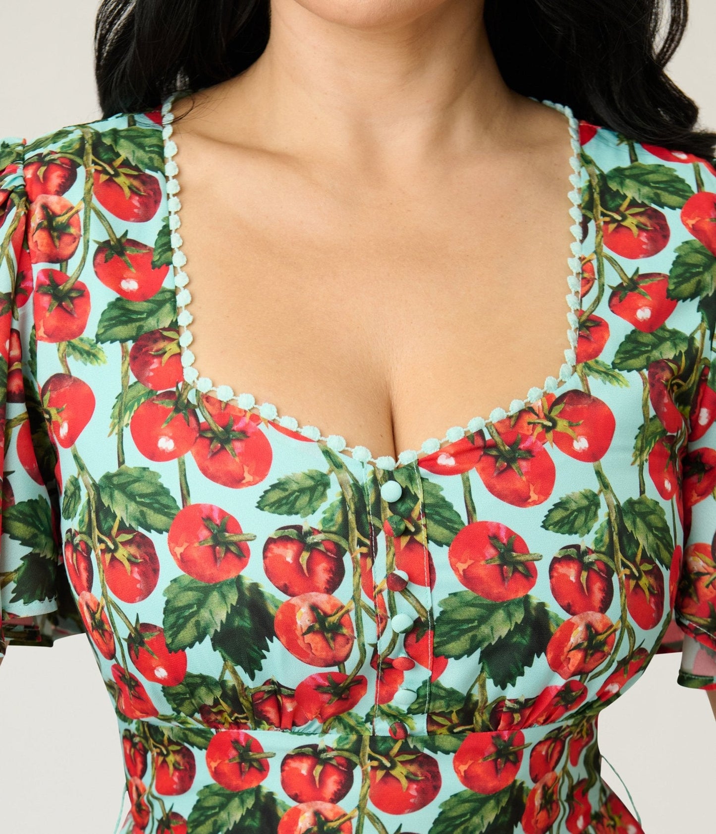 Unique Vintage Cherry Tomato Midi Dress