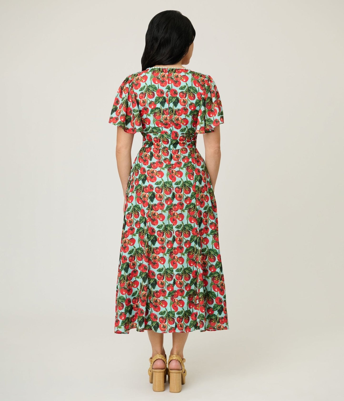 Unique Vintage Cherry Tomato Midi Dress