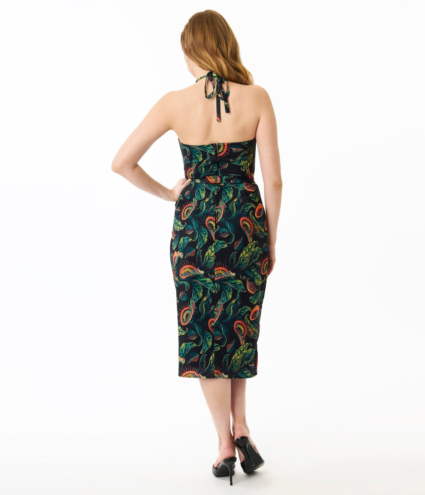 Unique Vintage Green Venus Fly Trap Leilani Sarong Dress