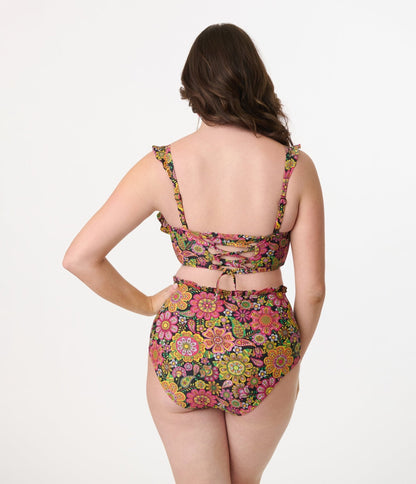 Unique Vintage Kaleidoscope Floral Southampton Swim Top