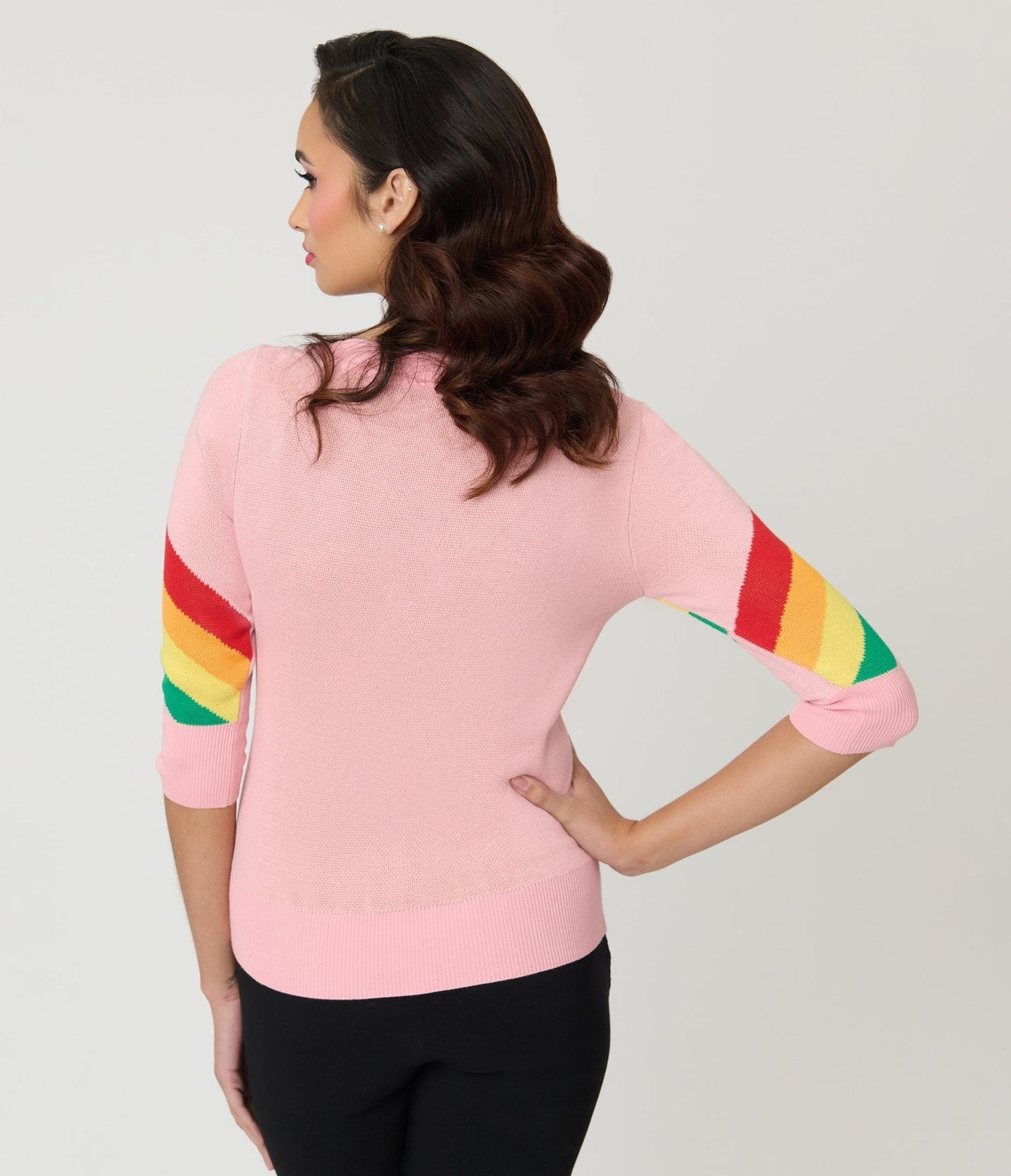 Unique Vintage Pink Rainbow Stripe Minou Sweater